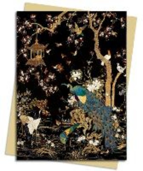 Picture of Greetings Card: Embroidered Textile With Peacock